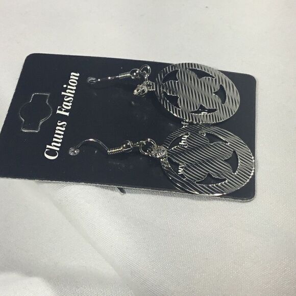 Textured Floral Dangle Earrings (UC3) - Picture 2 of 6